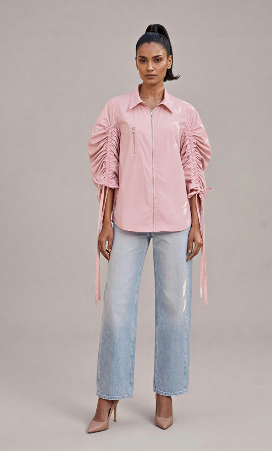 Rosé Gathered Shirt