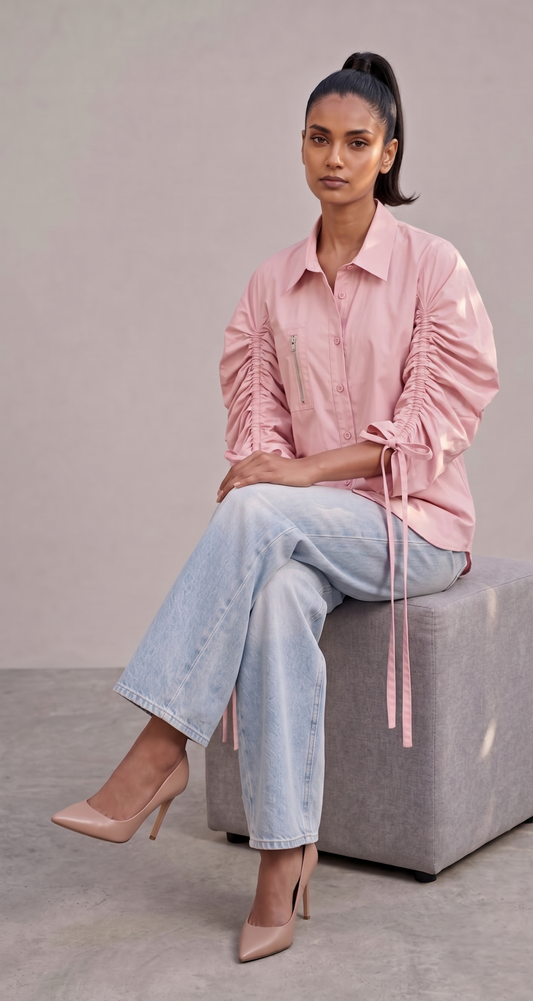 Rosé Gathered Shirt