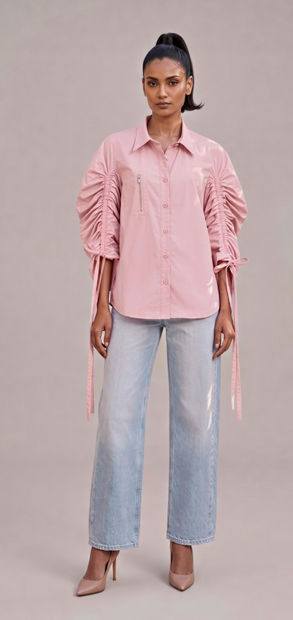 Rosé Gathered Shirt